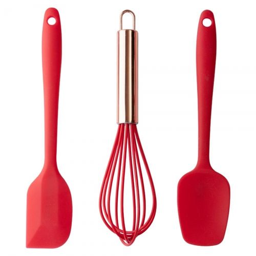 Kit 3 Utensílios de Cozinha Silicone Vermelho CK5180 Clink