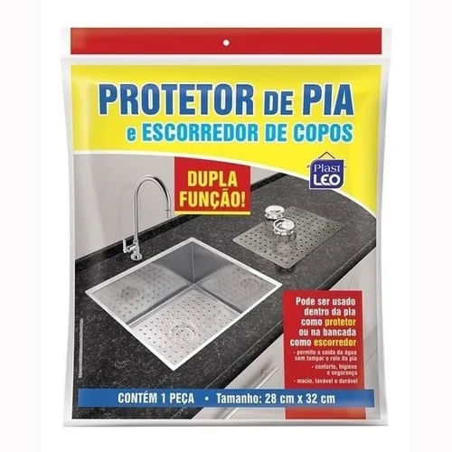 Protetor de Pia e Escorredor de Copos Plast Leo 28x32