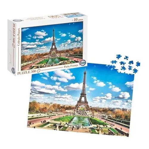 Puzzle França e Paris 500 Peças Brinquedos Toia 12173