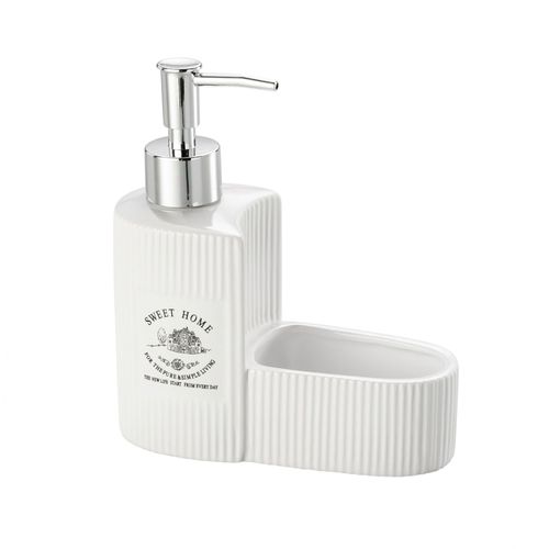 Porta Detergente e Esponja Sweet Home Lyor Branco Cerâmica