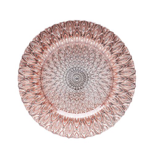 Sousplat Decorativo de Vidro Bodrum Rose 33cm 3793 Lyor