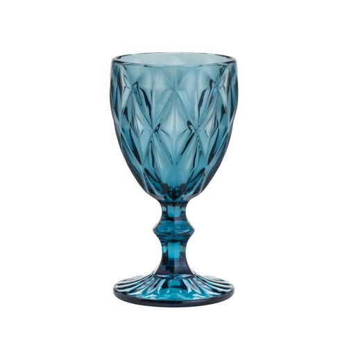 Taça Para Água De Vidro Azul Diamond 325 ml Lyor