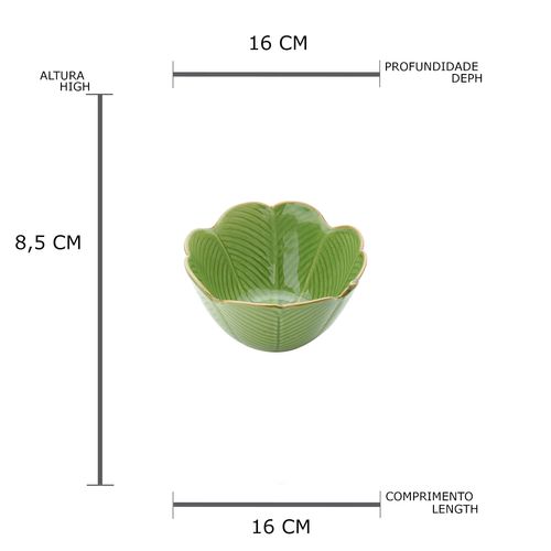 Centro de Mesa Decorativo Cerâmica Banana Leaf Verde 4134 Lyor