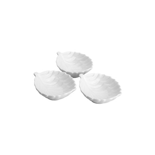 Conjunto 3 petisqueiras Cerâmica Folhas Brancas 68342 Lyor
