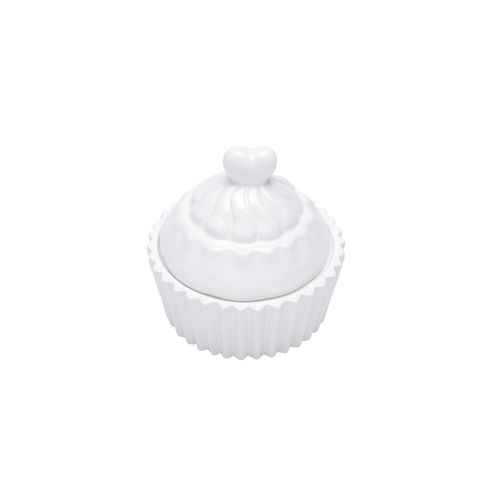 Pote Decorativo de Cerâmica Cupcake Branco 3864 Lyor