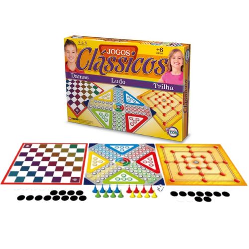 Jogos Clássicos 3 em 1 Damas/Ludo/Trilha Toia - 12133