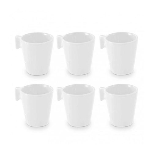 Conjunto de Xícaras em Cerâmica Brancas Jogo 6 Peças 80ml CR592 Mimo Style