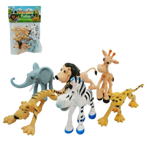 Kit Animal Selvagem Cartoon Animales Selva Com 6 Pçs