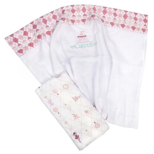 Toalha C/2 336305 Fralda 70x108 Circus Rosa 336305 Minasrey