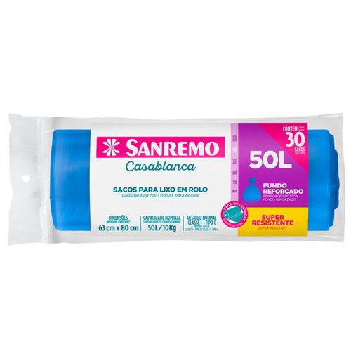 Sacos para Lixo em Rolo 50L 30uni Sanremo