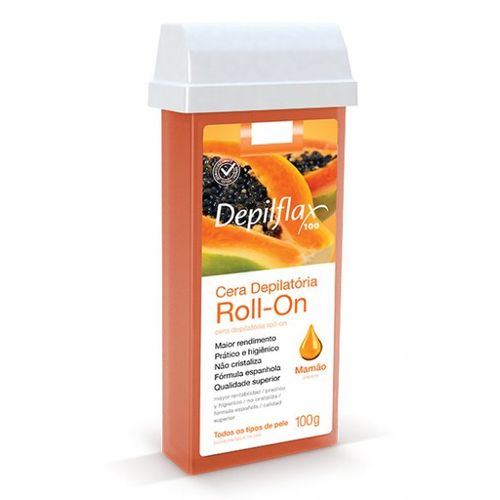 Cera Depilatória Roll-On Mamão 100g Depilflax