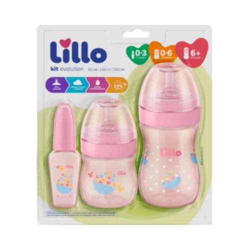 Kit Mamadeira Primeiros Passos Rosa 604611 Lillo