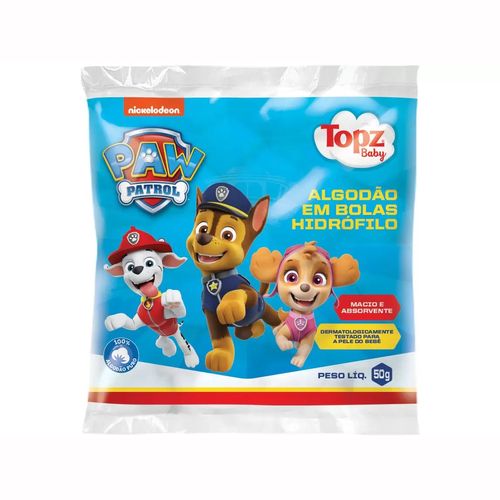 Algodão Hidrófilo Bola Topz Baby Patrulha Canina - 50g