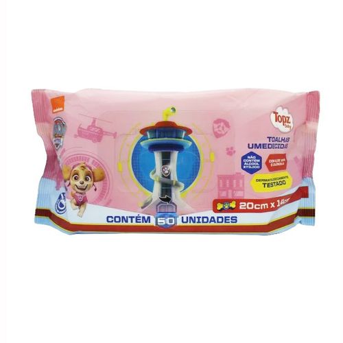 Toalhas Umedecidas Patrulha Canina 50 unidades  Topz Baby (rosa)