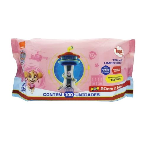 Lenço Umedecido Patrulha Canina 100 unidades  Topz Baby (rosa)