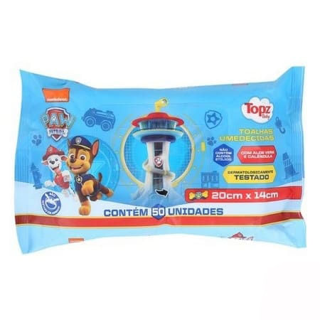Toalhas Umedecidas Patrulha Canina 50 Toalhinhas Topz Baby