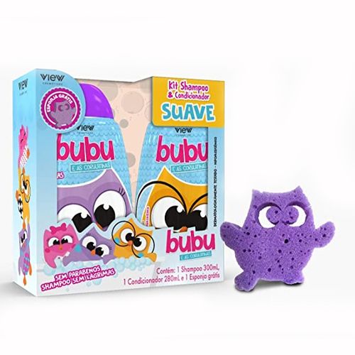 Kit Shampoo e Condicionador Suave Bubu e As Corujinhas com Esponja View
