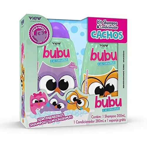 Kit Shampoo e Condicionador  Cachos Bubu e As Corujinhas com Esponja View