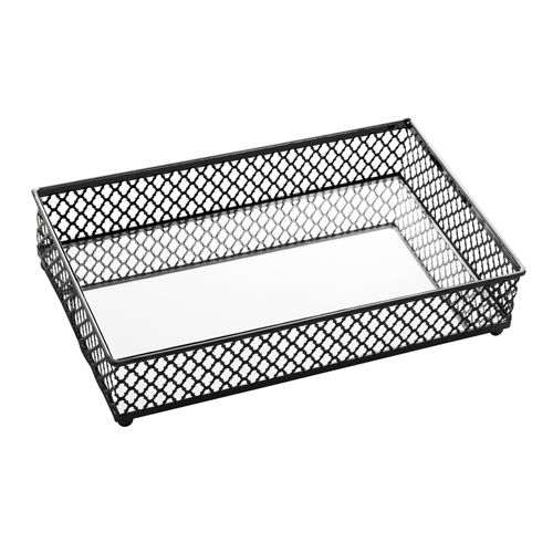Bandeja de Metal com Espelho Barcelona Prata 5x21x13cm Lyor