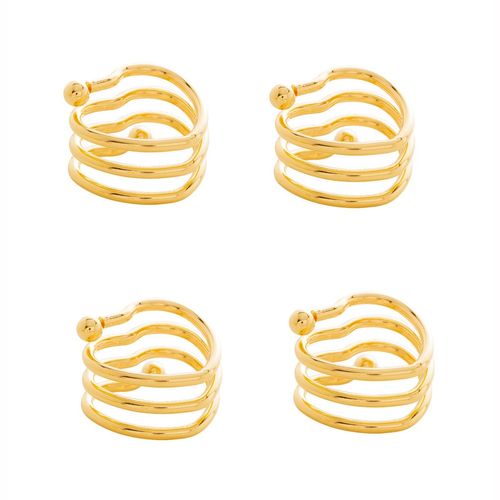 Conjunto 4 Anéis para Guardanapos Metal Coração Dourado 3x4x4cm Rojemac