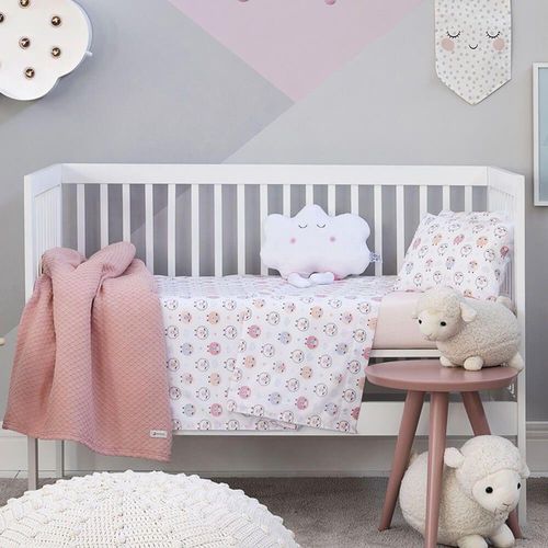 Jogo de Lençol de Berço Baby 3 Peças Pompom Pêssego Santista