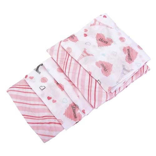 Fralda de Pano com Bainha 5 Unidades Rosê Paris Baby Nice