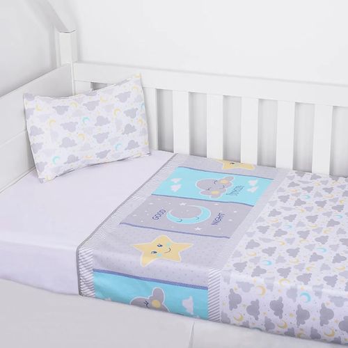 Jogo De Lençol para Berço Americano Baby Nice 03 Peças Cinza Minasrey