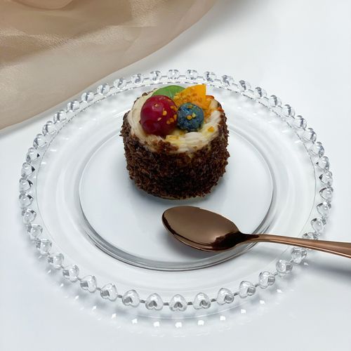 Prato Para Sobremesa De Cristal Coração 20cm Lyor