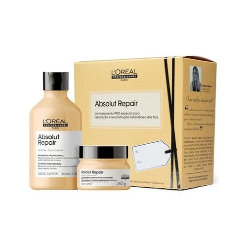 Kit Absolut Repair Gold Quinoa Shampoo 300ml   Máscara 250ml Loreal