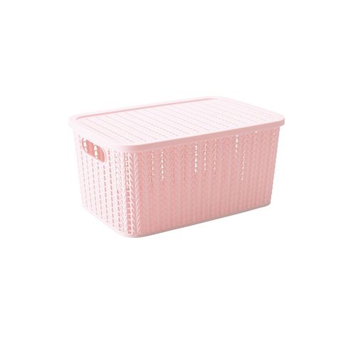 Caixa Organizadora 2,8L Tampa Trama Rosa 14028 Plasútil
