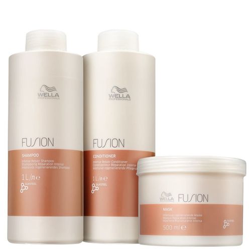 Kit Shampoo   Condicionador 1L Fusion   Máscara 500ml Fusion Wella