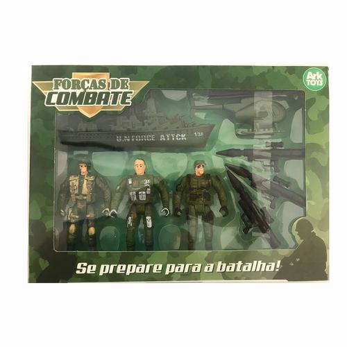 Kit 3 Bonecos Exército Força De Combate   Acessórios