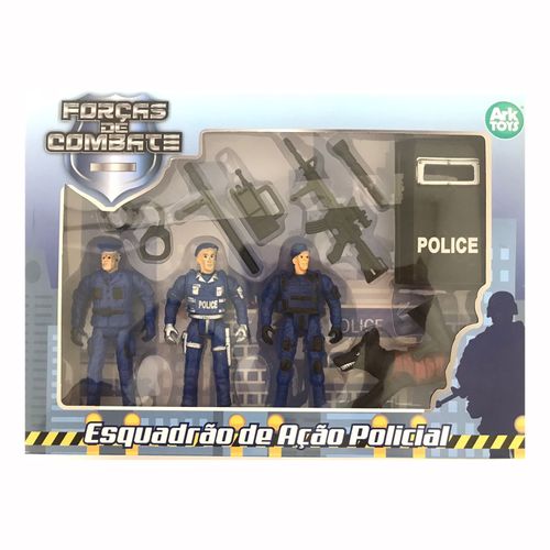 Kit 3 Bonecos Polícia Força De Combate   Acessórios