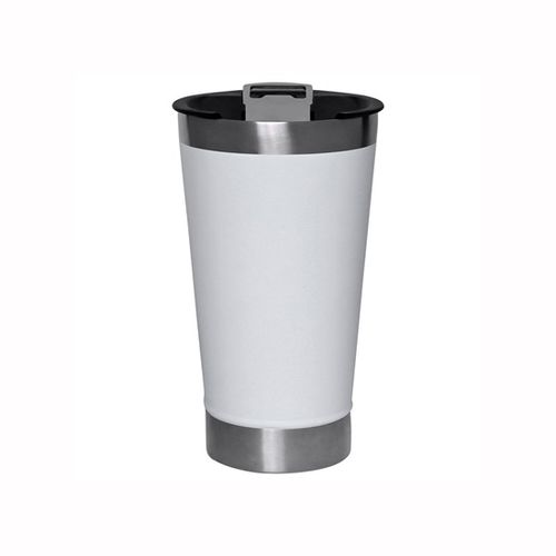 Copo Térmico Cerveja Branco Inox Com Tampa Abridor 500ml Mimo