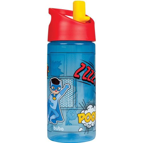 Garrafa com Canudo Buba Super-Heróis Azul 13445
