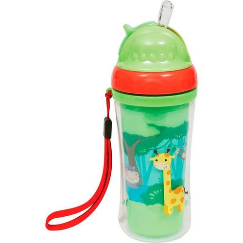 Copo Parede Dupla Com Canudo Animal Fun Buba Colorido