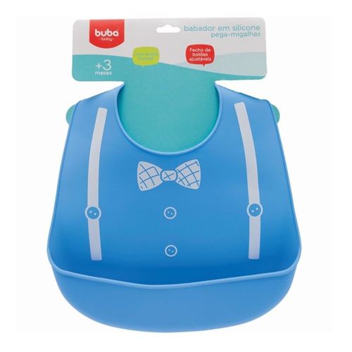 Babador de Silicone com Pega Migalhas 09723 Azul Buba