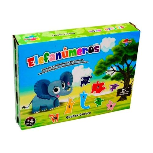 Quebra-cabeça 25 Peças Elefanúmeros 123 Aquarela