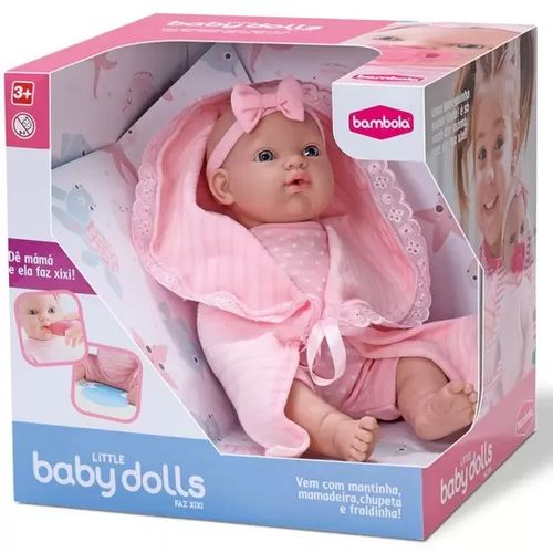 Boneca Little Baby Dolls Com Acessórios Faz Xixi Bambola