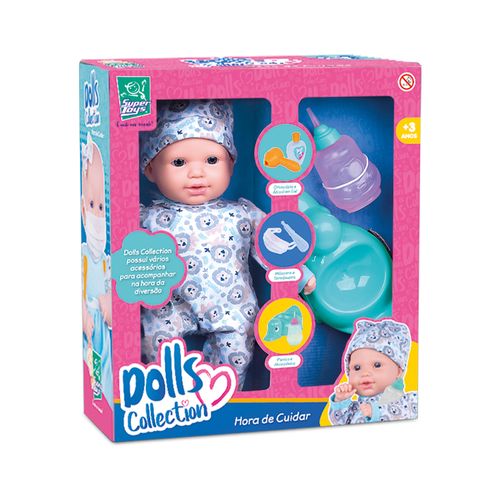 Boneco Dolls Collection Hora De Cuidar Menino Com Acessórios Super Toys