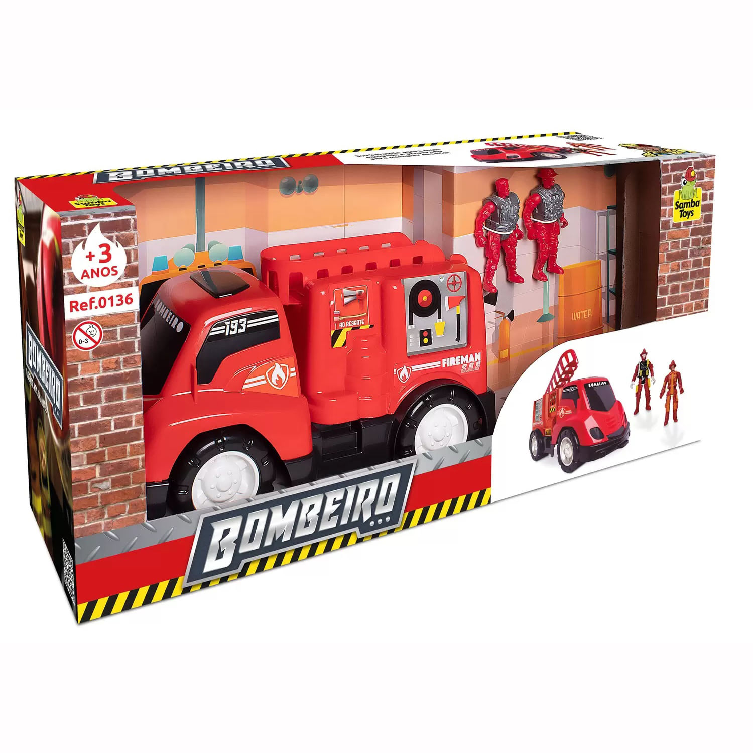 Brinquedo Caminhao Bombeiro Mini Truck 073 - Samba Toys