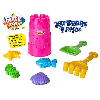 Kit De Praia Torre Beach Toys 7 Peças Lumar