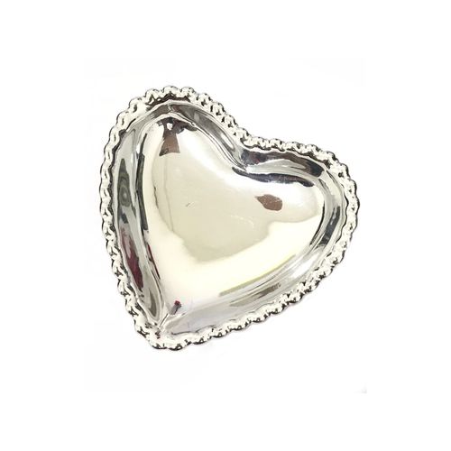 Enfeite Cerâmico Coração Decorativo metalizado 9,3cm Freecom
