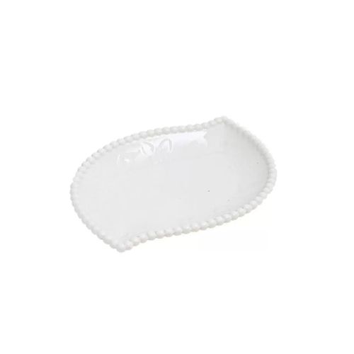 Mini Bandeja Decorativa Louça em Cerâmica Branco Pracaza