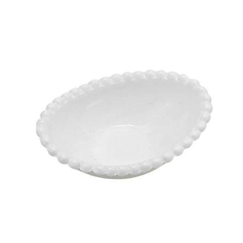 Mini Bowl Oval Decorativo Louça Em Cerâmica Branco Pracaza