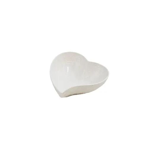 Mini Bowl Coração Decorativo Louça em Cerâmica Branco Pracaza