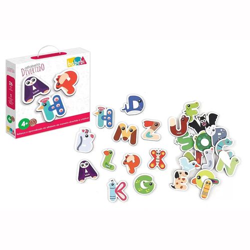 Brinquedo Alfabeto Divertido Educativo Madeira 26 Pçs Babebi 6019