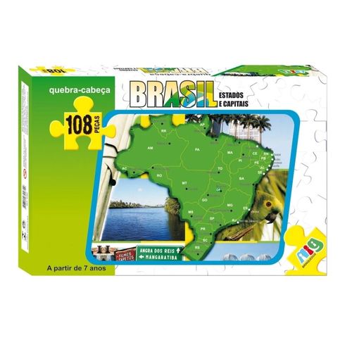 Quebra Cabeça Educativo Mapa Do Brasil 108 Pçs Nig Brinquedos