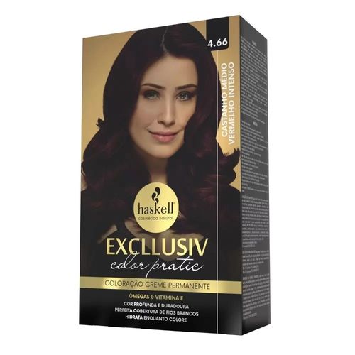 Kit Coloração 4.66 Castanho Médio Vermelho Intenso Exclusiv Color Pratic Haskell