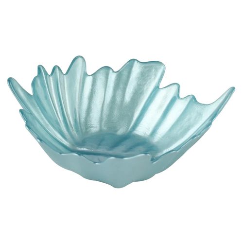 Centro de Mesa de Vidro Folha Azul Claro 15cm FULL FIT